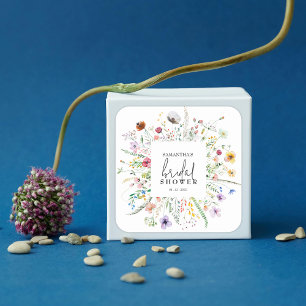 Wildflowers Bridal Shower Favour Square Sticker