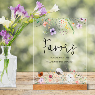 Wildflowers Bridal Shower Favours Acrylic Sign