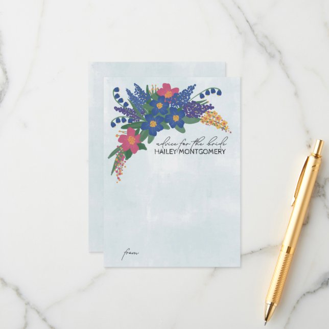Wildflowers Bridal Shower Invitation Advice Insert (Front/Back In Situ)