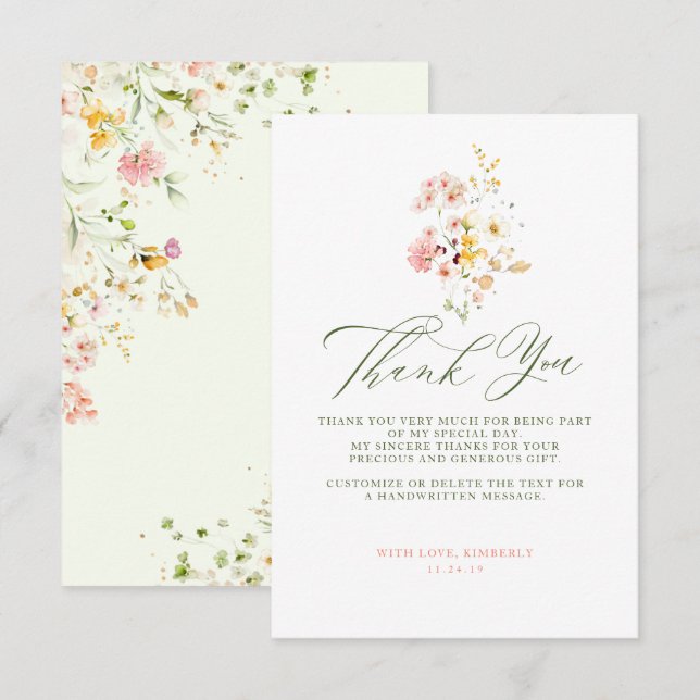 Wildflowers Bridal Shower Little Thank You (Front/Back)