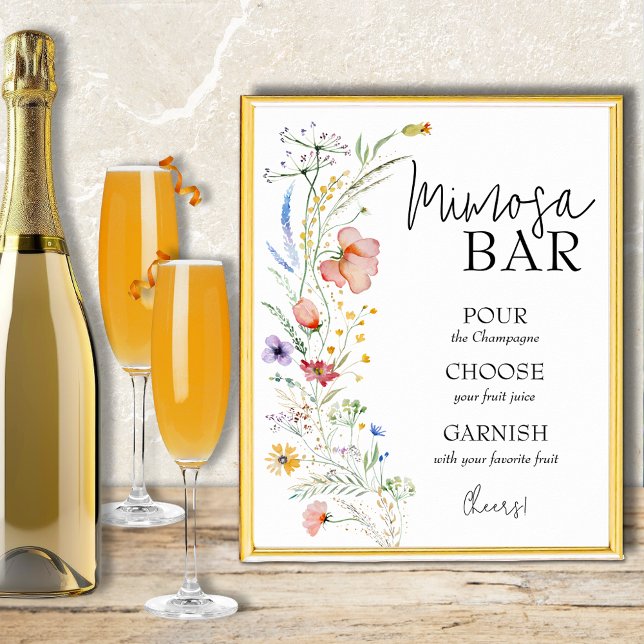Wildflowers Bridal Shower Mimosa Bar Poster (Wildflowers bridal shower mimosa bar poster - PRINT and/or INSTANT DOWNLOAD!)