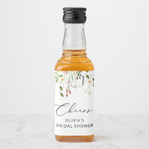 Wildflowers bridal shower mini liquor label
