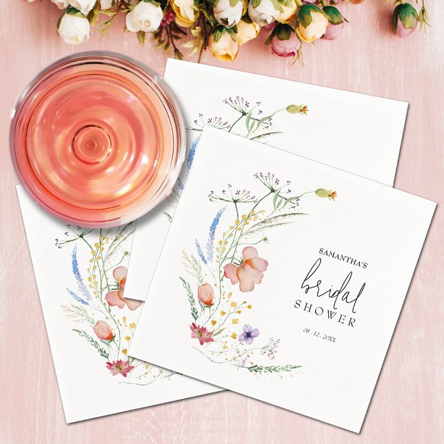 Wildflowers Bridal Shower Napkin (Wildflowers Bridal Shower Napkins)