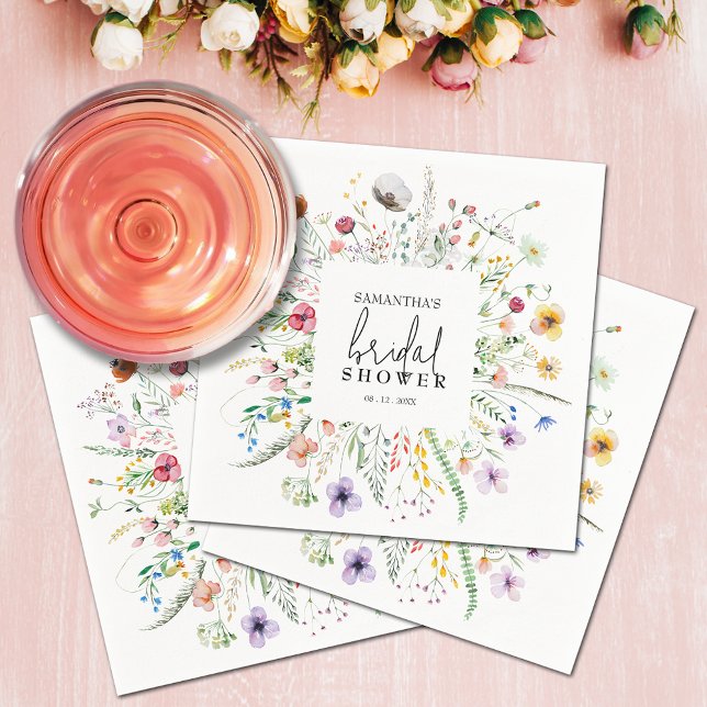 Wildflowers Bridal Shower Napkin (Wildflowers Bridal Shower Napkins)