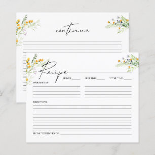 Wildflowers Bridal Shower Recipe Card