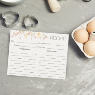 Wildflowers Bridal Shower Recipe Card