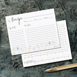 Wildflowers Bridal Shower Recipe Cards
