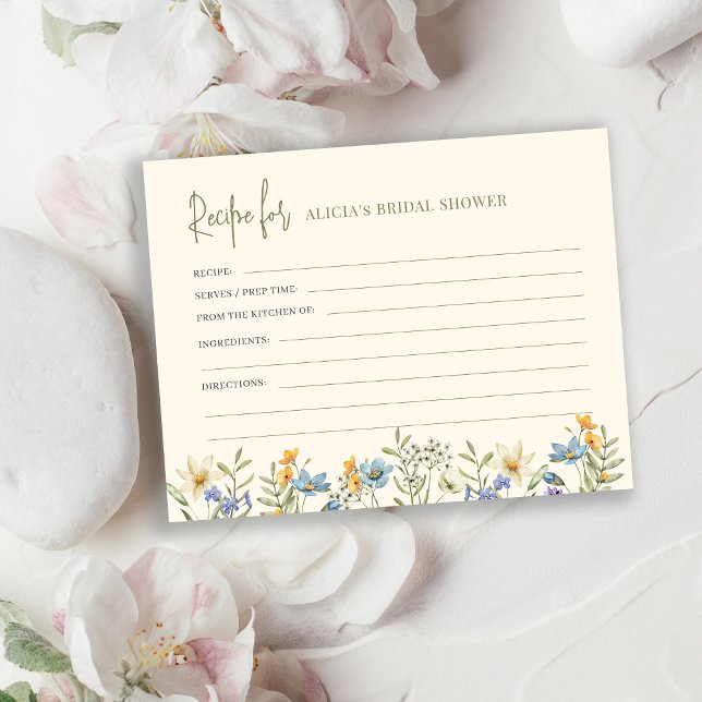 Wildflowers bridal shower recipe  enclosure card (Creator Uploaded)