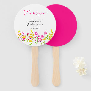 Wildflowers Bridal Shower Script Pink Florals  Hand Fan