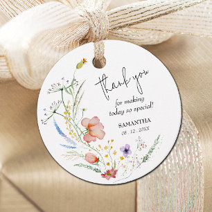 Wildflowers Bridal Shower Thank You Favour Tags