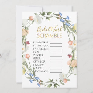 Wildflowers Bridal Word SCRAMBLE Game Invitation