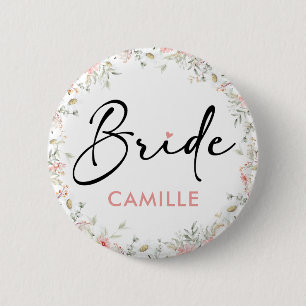 Wildflowers Bride To Be Bridal Shower 6 Cm Round Badge