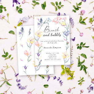 Wildflowers - Brunch and bubbly bridal shower Invitation