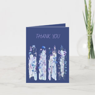Wildflowers Brushstrokes Purple and Blue Thank You Card
