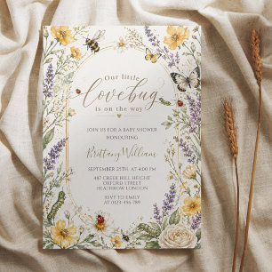 Wildflowers Bugs Watercolor Baby Shower Invitation
