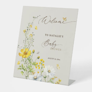 Wildflowers Butterflies Baby Shower Welcome Pedestal Sign