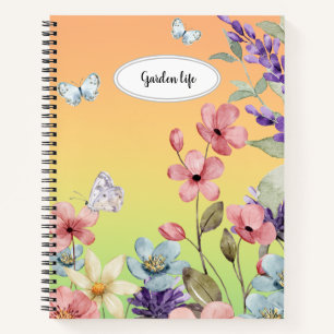Wildflowers & butterflies feminine faded cover notebook