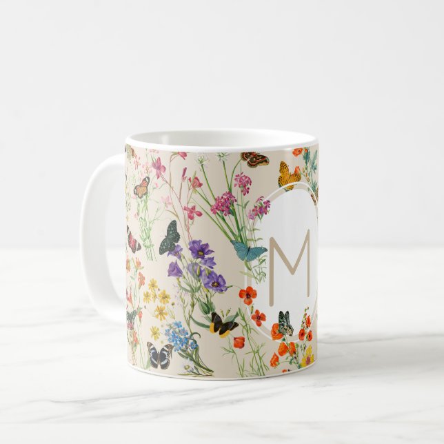 Wildflowers & Butterflies Floral Garden Coffee Mug (Front Left)