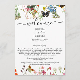 Wildflowers Butterflies Floral Wedding Itinerary Programme