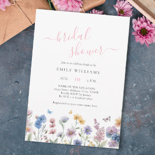 Wildflowers Butterflies Garden Bridal Shower Invitation