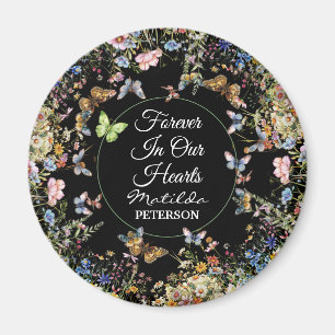 Wildflowers Butterflies Greenery Funeral  Magnet