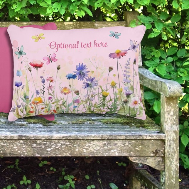 Wildflowers Butterflies Text Pillow (Creator Uploaded)