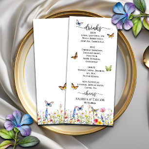 Wildflowers Butterflies Wedding Bar Menu