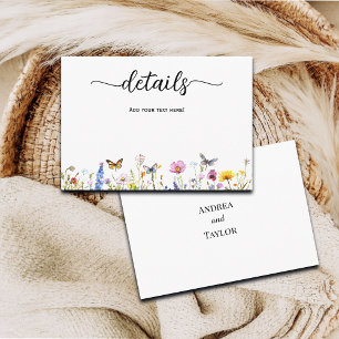 Wildflowers Butterflies Wedding Details Enclosure Card