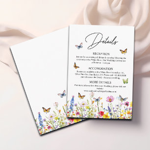 Wildflowers Butterflies Wedding Details Enclosure Card