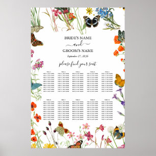 Wildflowers Butterflies Wedding Seating Chart