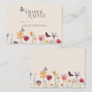 Wildflowers & Butterfly Baby Shower Diaper Raffle Enclosure Card