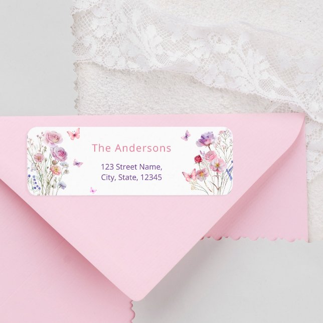 Wildflowers Butterfly Elegant Return Address Label (Creator Uploaded)