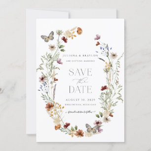 Wildflowers Butterfly Floral  Save The Date