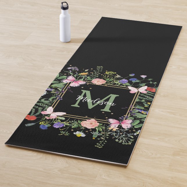 Wildflowers Butterfly Monogram Exercise Mat (In Situ)
