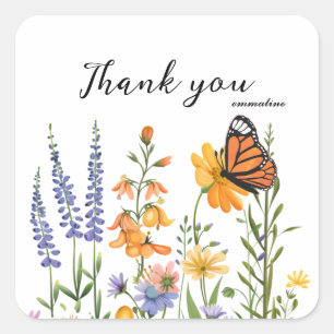 Wildflowers Butterfly Thank you Sticker