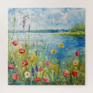 Wildflowers by a Lake Jigsaw Puzzle
