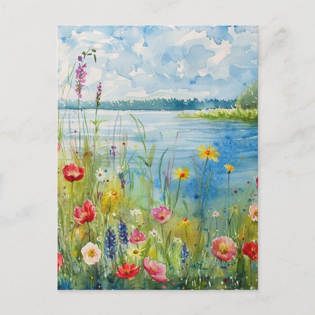 Wildflowers by a Lake Postcard (Front)