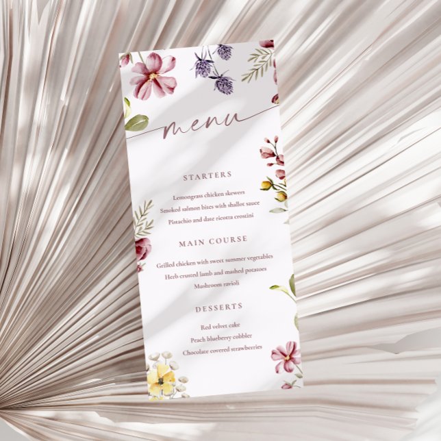 Wildflowers Calligraphy Floral Menu Card (Creator Uploaded)