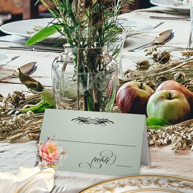Wildflowers & Calligraphy - Sage Place Card (Creator Uploaded)