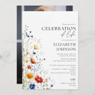 Wildflowers Celebration of Life Funeral Photo Invitation