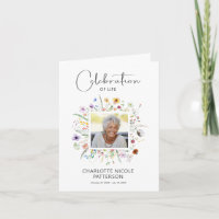 Wildflowers Celebration of Life Photo Prayer Card