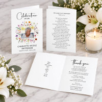 Wildflowers Celebration of Life Photo Prayer Card