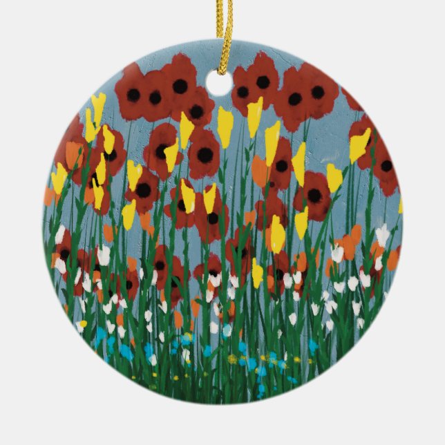 Wildflowers Ceramic Tree Decoration (Front)