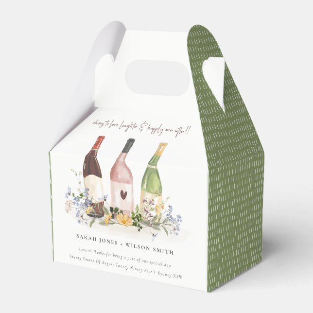 Wildflowers Cheers to Love Wine Bottles Wedding Favour Box (Front Side)
