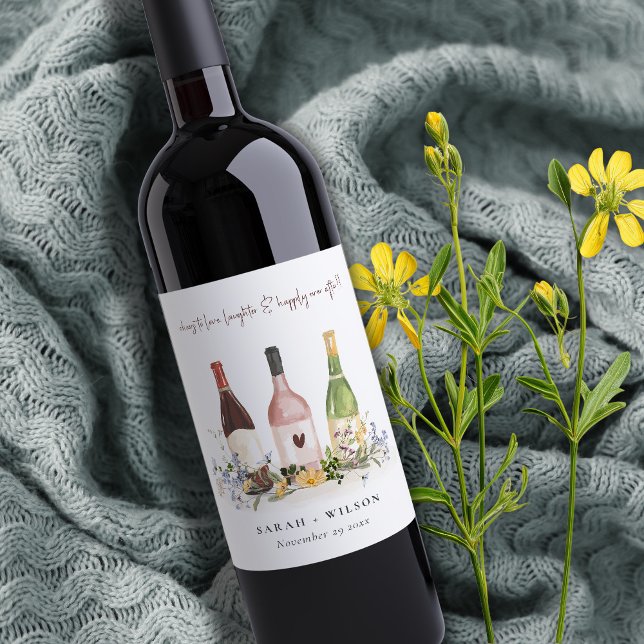 Wildflowers Cheers to Love Wine Bottles Wedding Wine Label (Creator Uploaded)