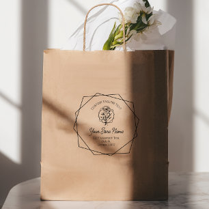 Wildflowers Chic Bracket Frame, Elegant Script  Rubber Stamp