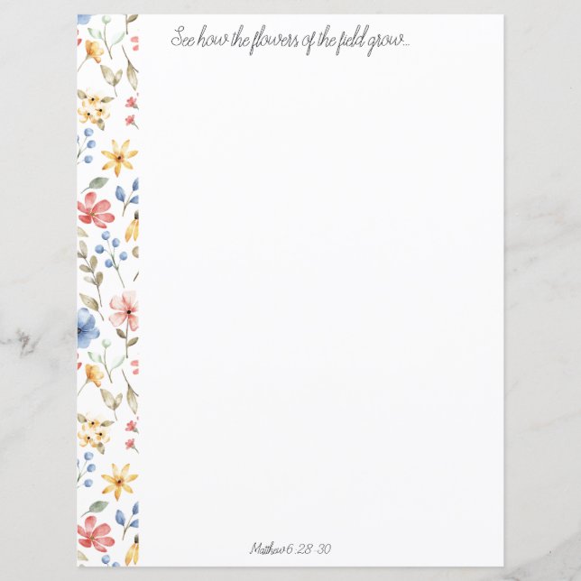Wildflowers Christian Stationery (Front)