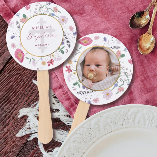 Wildflowers Circle Baptism Hand Fan (Creator Uploaded)
