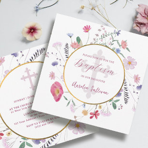 Wildflowers Circle Baptism Invitation