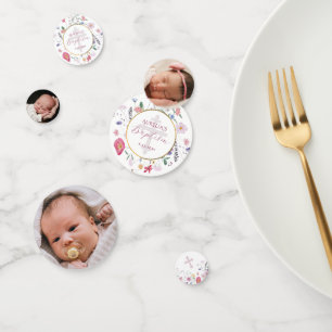 Wildflowers Circle Baptism Table Confetti